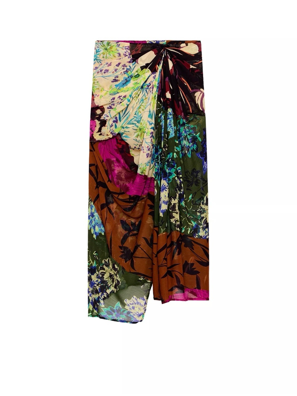 Zara Draped Printed Pareo Skirt XS